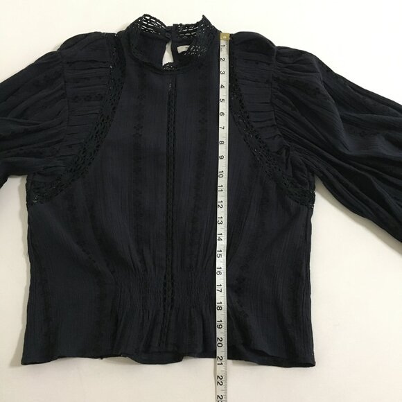 Isabel Marant Etoile Jassie Black Lacy Cotton Blouse Womens 36 FR / 4 US - Picture 15 of 16